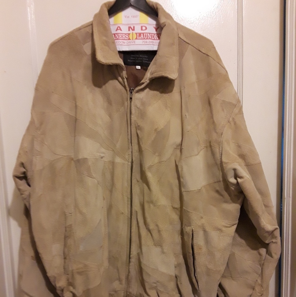 Men's patchwork xxxl leather coat